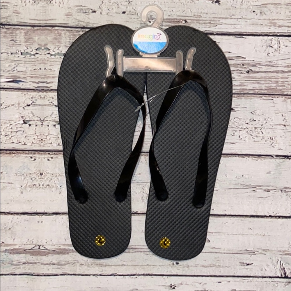 🌵3/$20•BRAND NEW Size 10-12 Plain Black FlipFlops